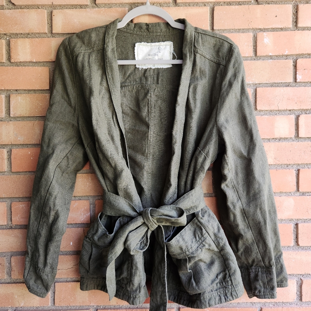 NotPerfectLinen M/L Stokholm Jacket on Heavyweight Khaki